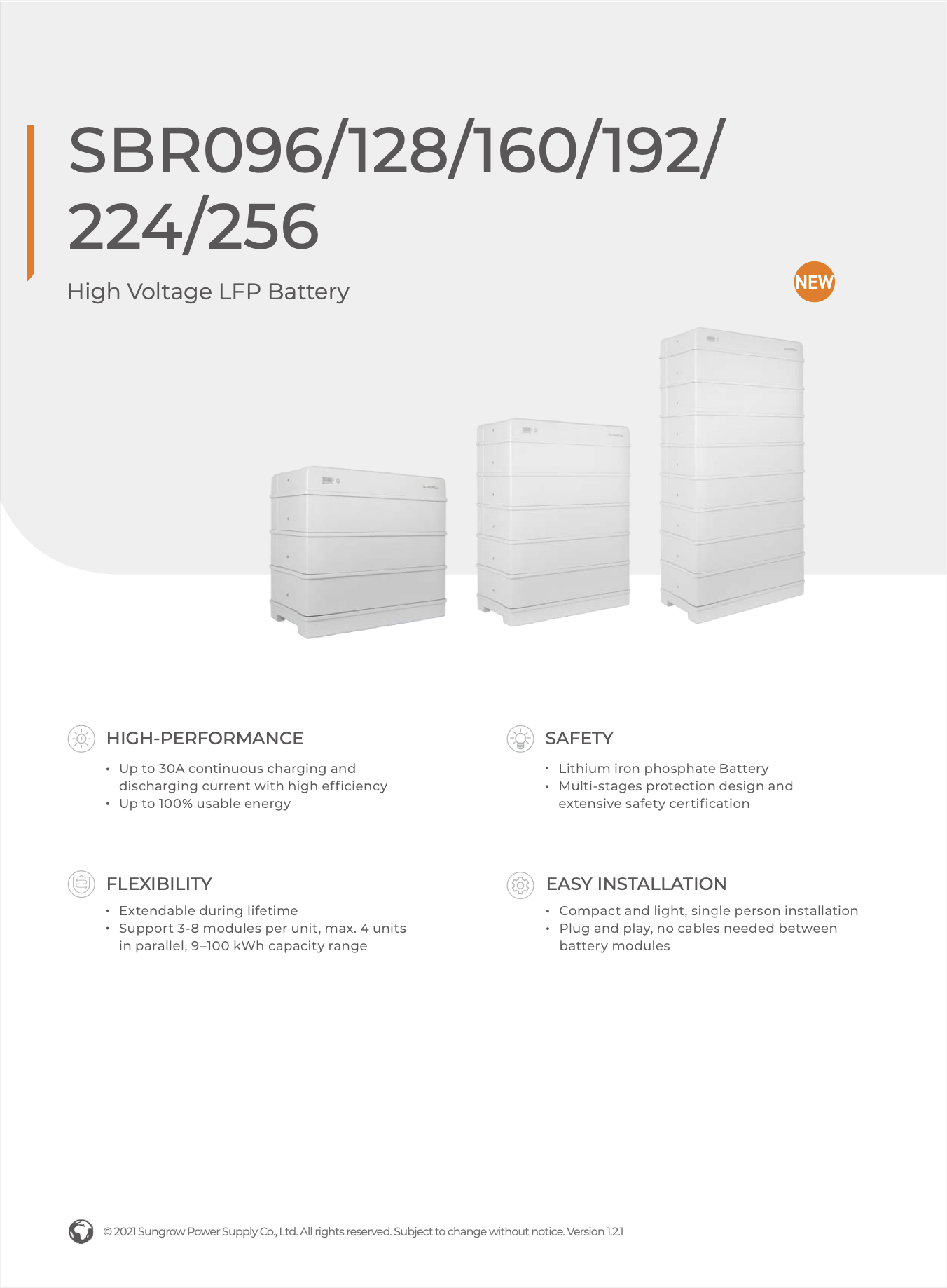 9.6 kWh Sungrow SBR096 High Voltage LFP Battery