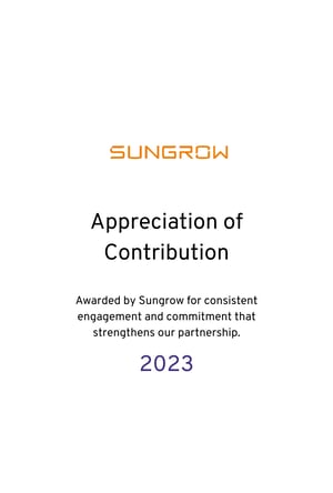 Appreciation of Contribution SUNGROW Award