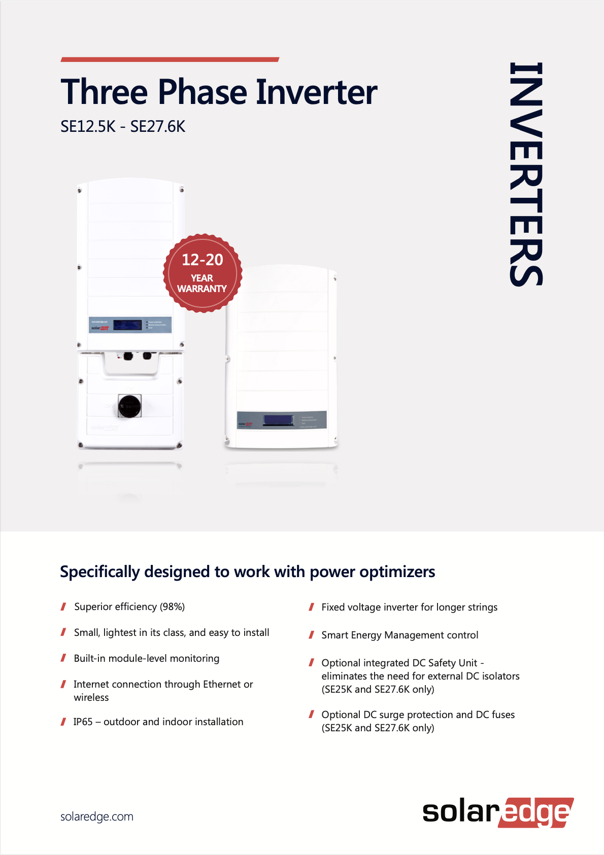 Solar Edge SE27.6K-AU000NNF2 Three Phase Inverter