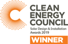 Clean Energy Council Solar Design and Installation Awards 2019 Winner badge